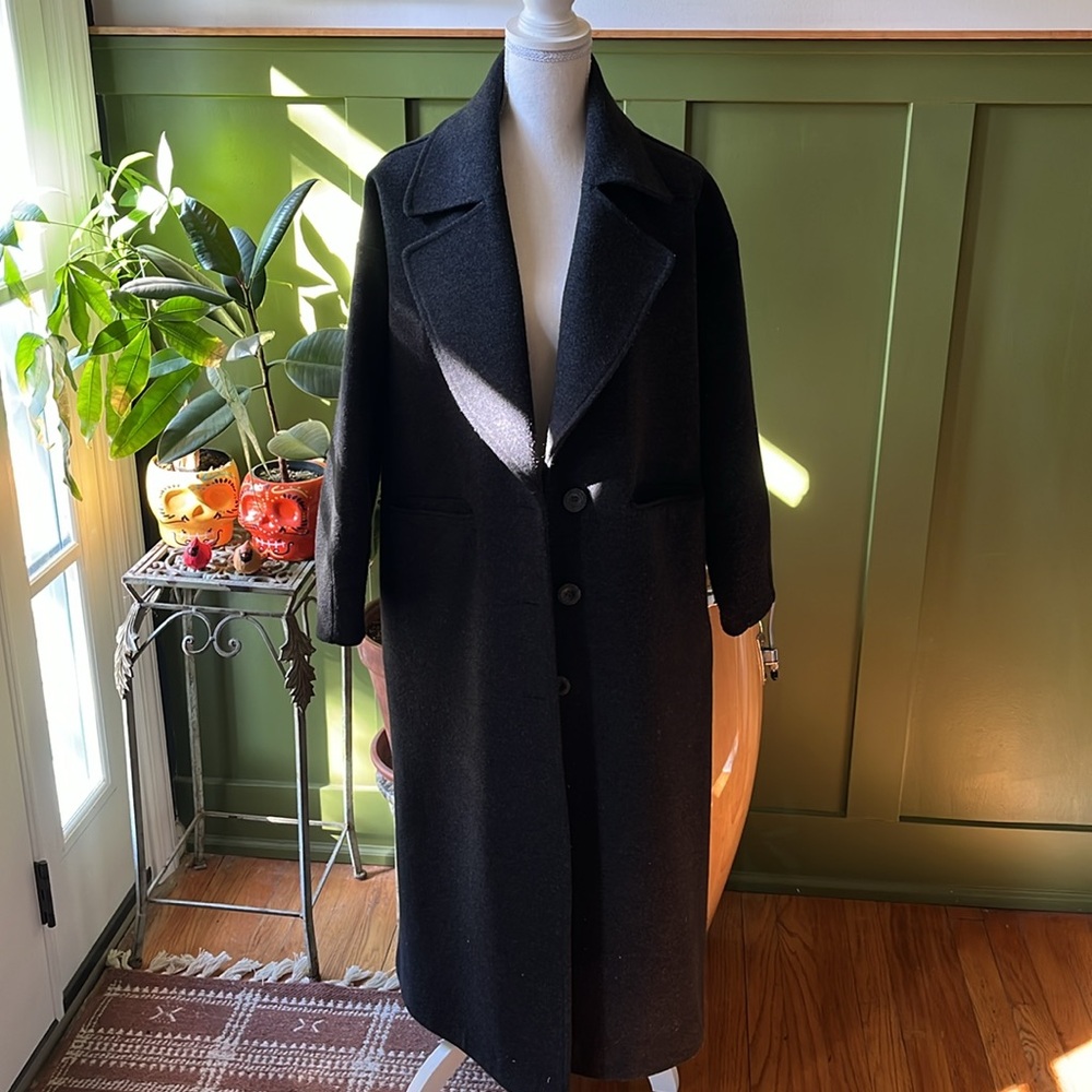 LAST CHANCE! Oversized Heavy Warm Staple Long Full Length Charcoal Coat Jacket